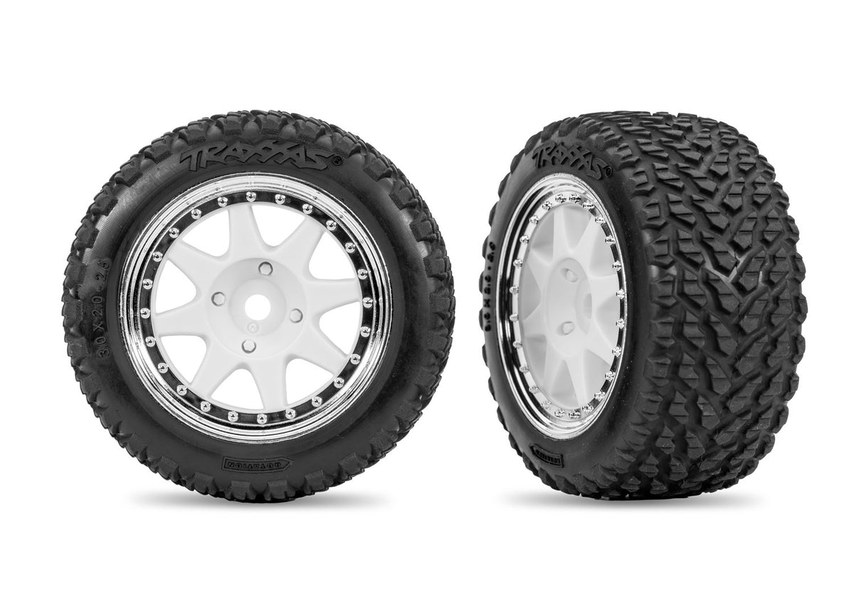 White Rear Mini Rally Wheels with Tires (Soft) (2)