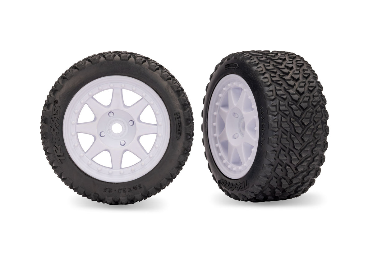 White Rear Mini Rally Wheels with Tires (Soft) (2)