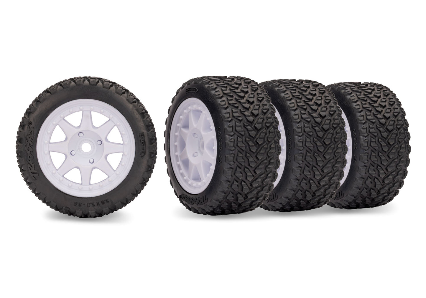 White Rear Mini Rally Wheels with Tires (Soft) (2)