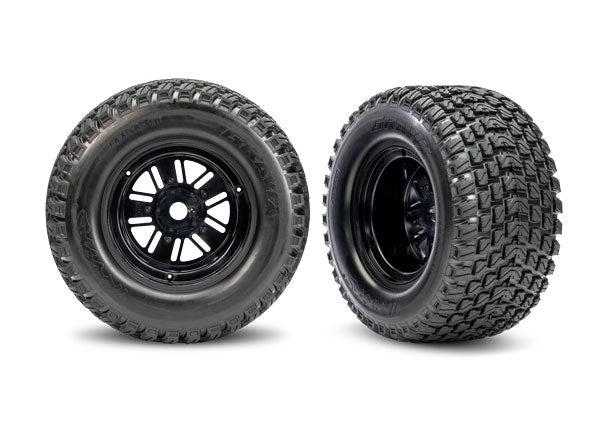 Tires & wheels, assembled, glued (Pro Scale® Sand Car Race black wheels