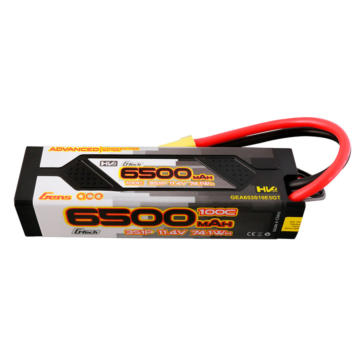 Gens ace 6500mAh 3S 11.4V 100C G-Tech Advanced HardCase Lipo Battery Pack 60# with EC5 Plug