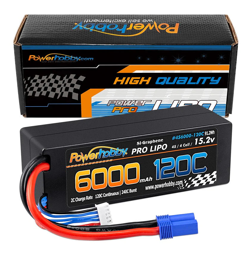 4s 15.2v 6000MAH 120C Graphene + HV Lipo Battery w EC5 Plug Hard Case