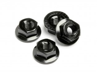 WHEEL NUT M4 SERRATED (BLACK/4PCS)