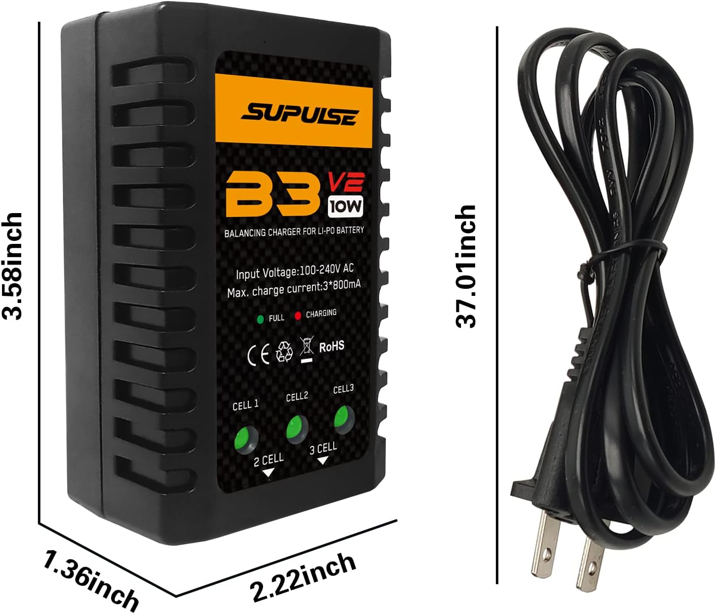 LiPo Battery Charger 2S-3S RC Balance Charger AC 7.4-11.1V