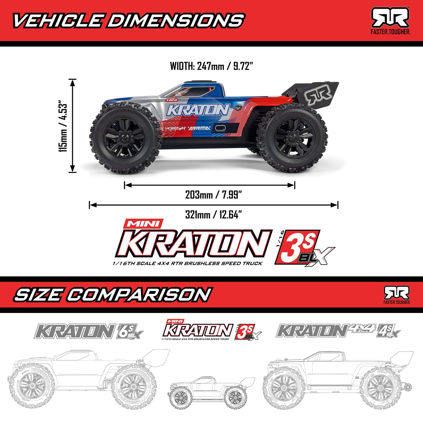 1/16 ARRMA MINI KRATON 3S (Battery & Charger Included)