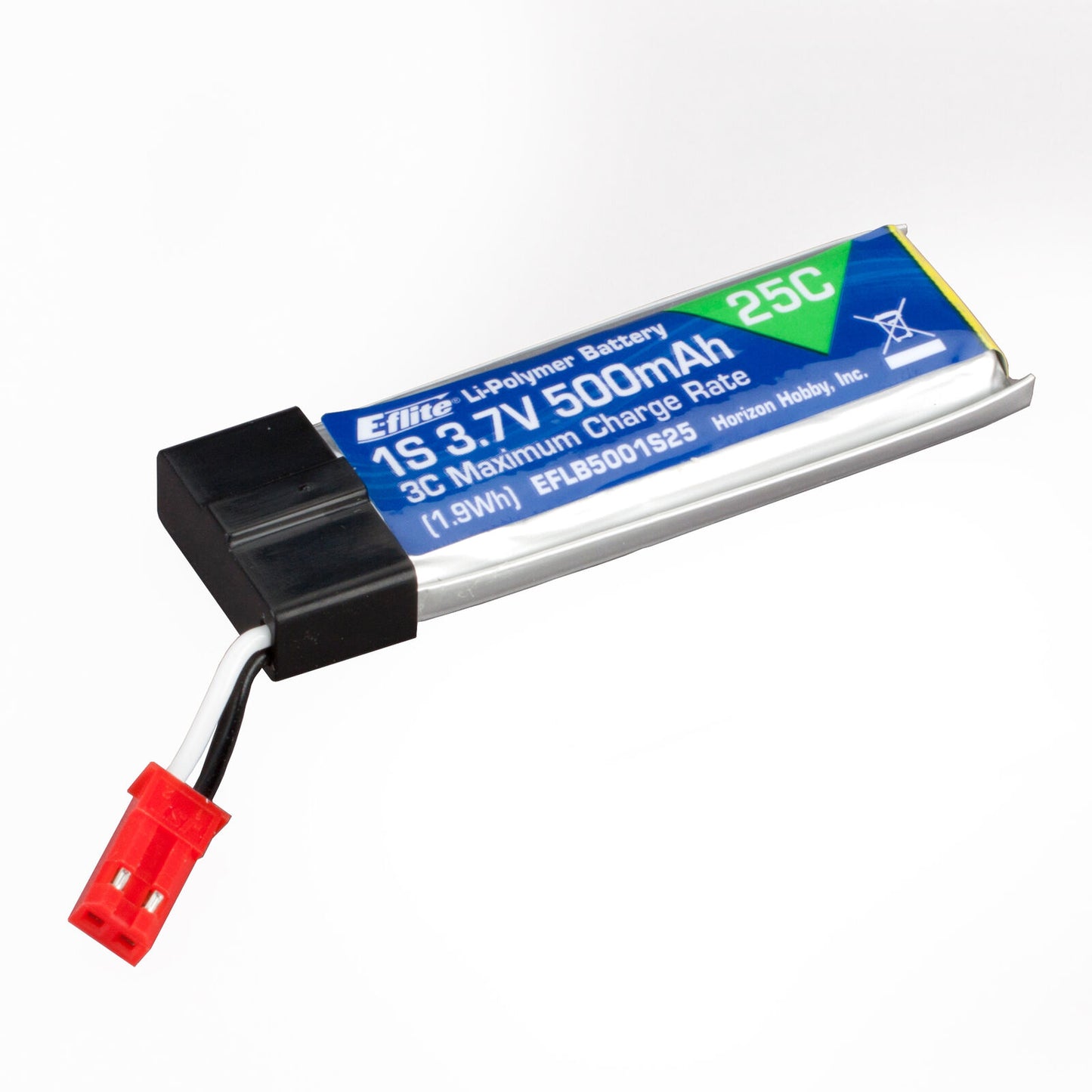 3.7V 500mAh 1S 25C LiPo Battery: JST