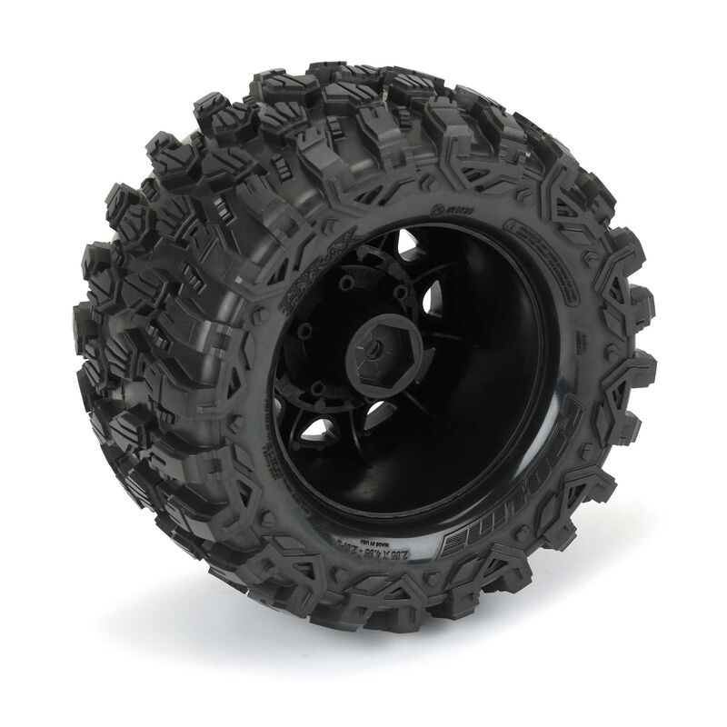 1/10 Hyrax Front/Rear 2.8" MT Tires Mounted 12mm Black Raid (2)