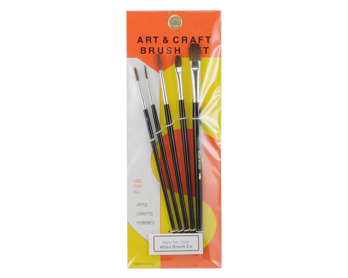 Atlas Brush Round & Flat Camel Hair Brush Set (5)