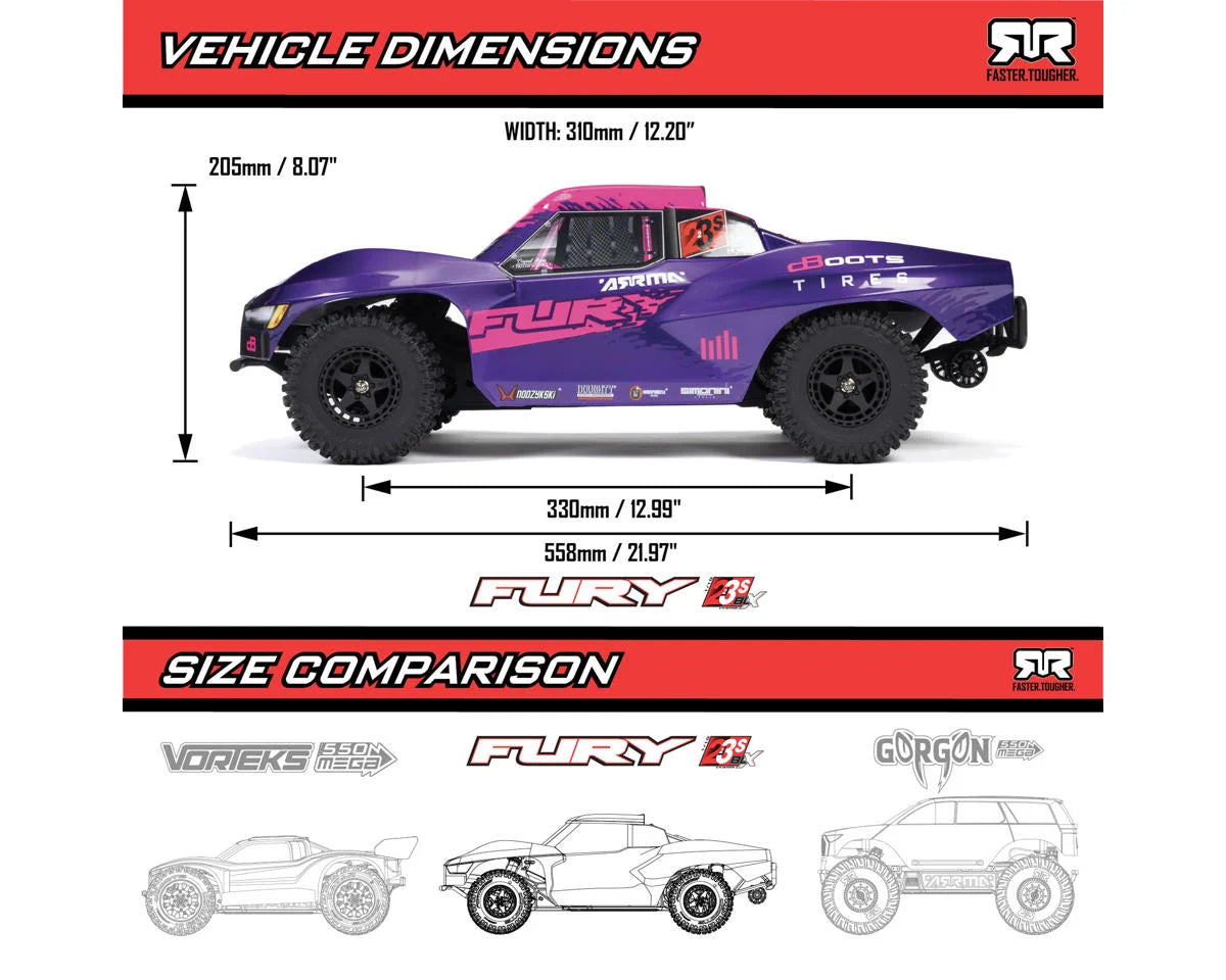 Fury 223S BLX 1/10 Brushless RTR 2WD Short Course Truck w/SLT2 2.4GHz Radio & DSC