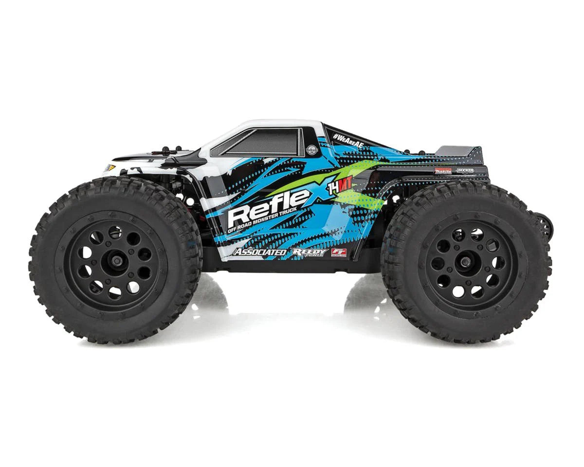 Reflex 14MT 1/14 RTR 4WD Brushless Mini Monster Truck Combo (Green/Blue) w/2.4GHz Radio, Battery & Charger