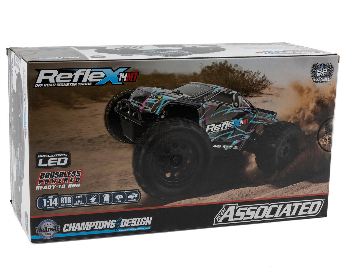 Reflex 14MT 1/14 RTR 4WD Brushless Mini Monster Truck (Blue/Purple) w/2.4GHz Radio