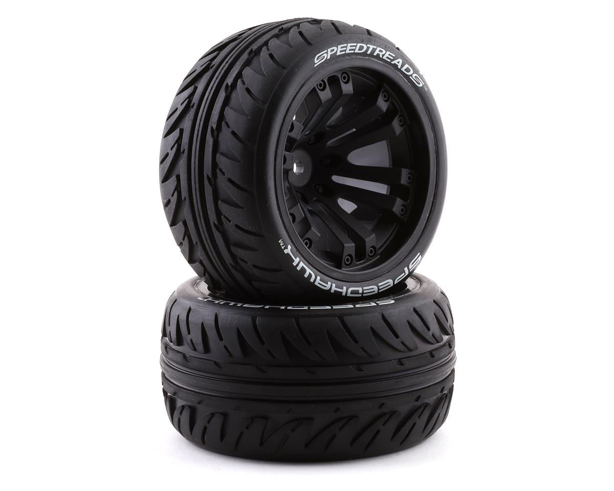 DuraTrax SpeedTreads Speedhawk Pre-Mounted 2.2" Stadium Truck Tires (Black) (2) w/12mm Hex