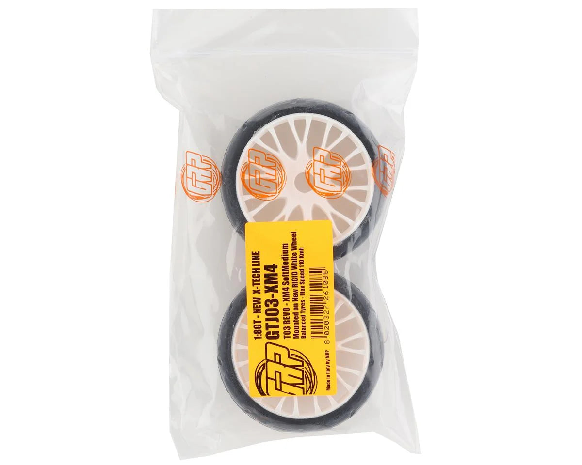 GT - TO3 Revo Belted Pre-Mounted 1/8 Buggy Tires (White) (2) (XM4) w/RIGID Wheel