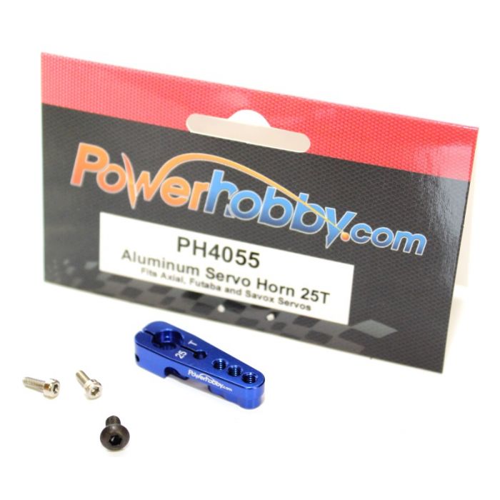 PowerHobby Aluminum 25T Servo Horn For Savox / Axial / Futaba Blue