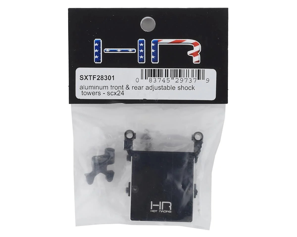 Axial SCX24 Aluminum Front & Rear Adjustable Shock Towers (Black)