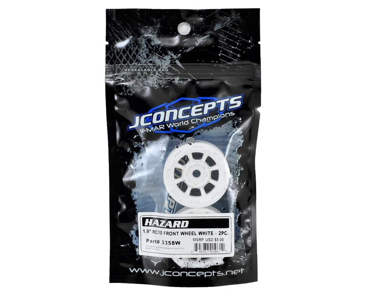 Hazard 1.9" RC10 Front Wheel (White) (2)