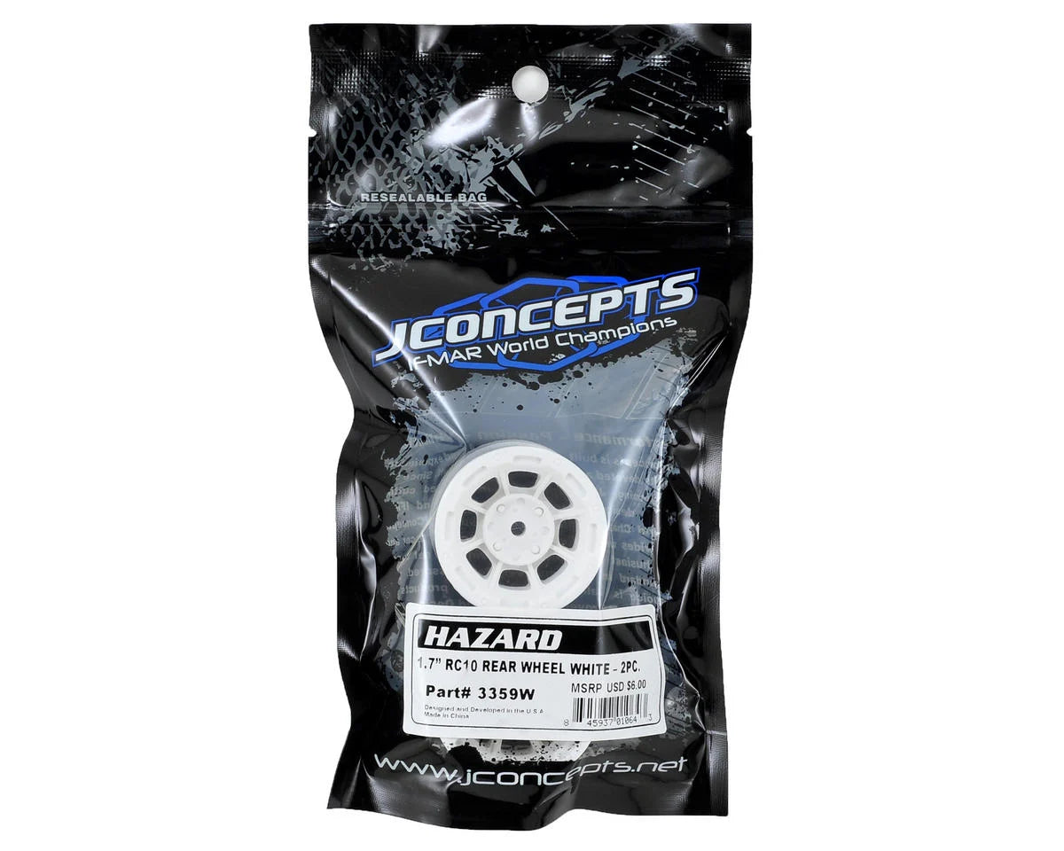 Hazard 1.7" RC10 Rear Wheel (White) (2)