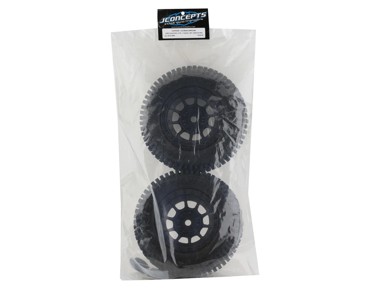 Pre-Mounted Monster Truck Tires w/Hazard Wheel (Black) (2) (Platinum)