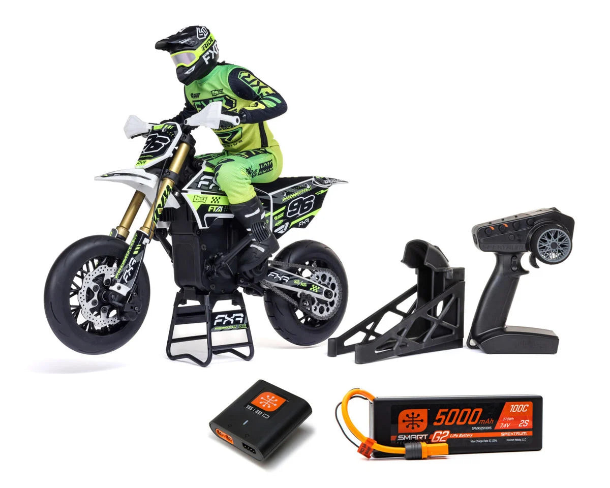 Promoto-SM FXR Supermoto RTR 1/4 Brushless Motorcycle (White/FRX) w/2.4GHz Radio, Battery & Charger