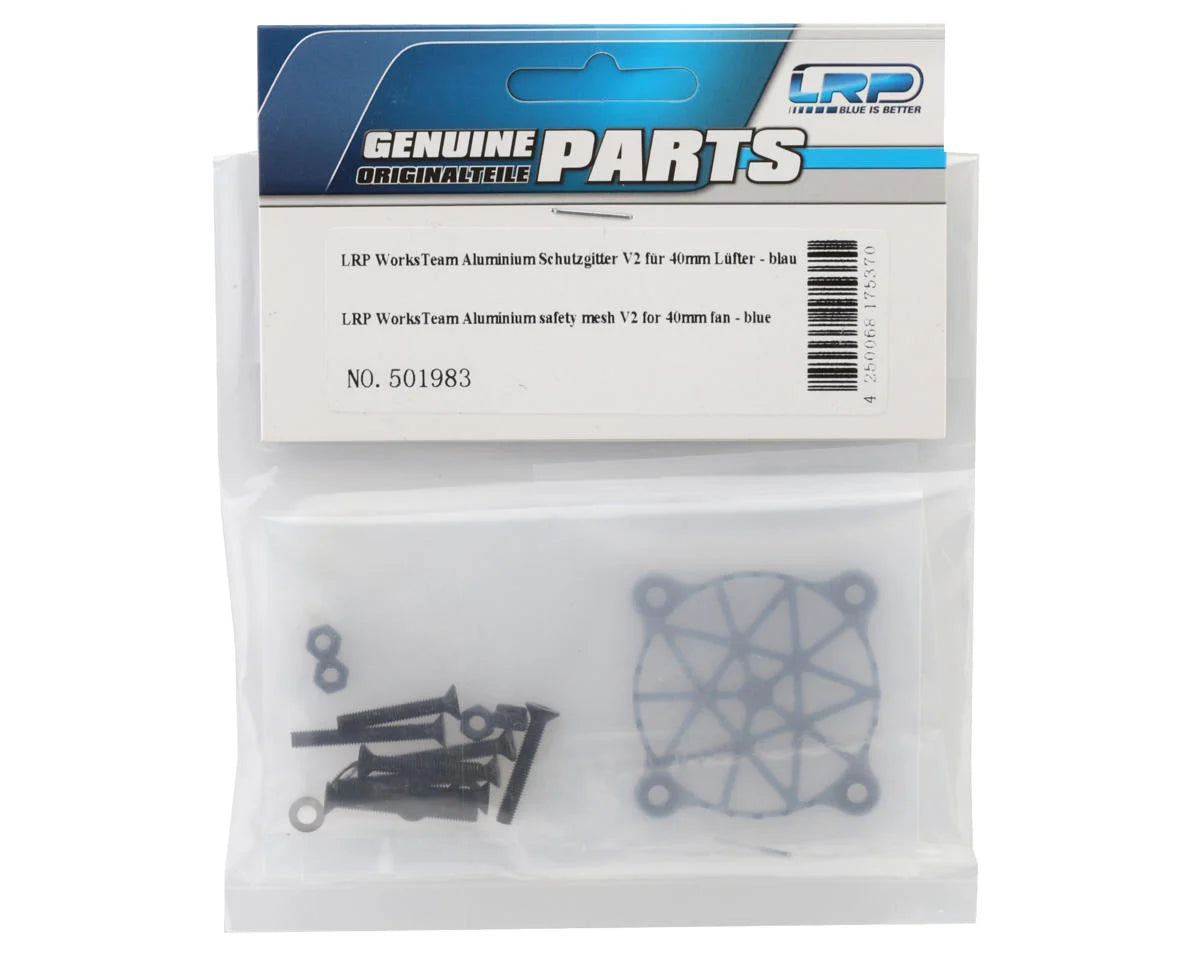 LRP WorksTeam Aluminum Fan Safety Mesh V2 (Blue) (40mm Fan)