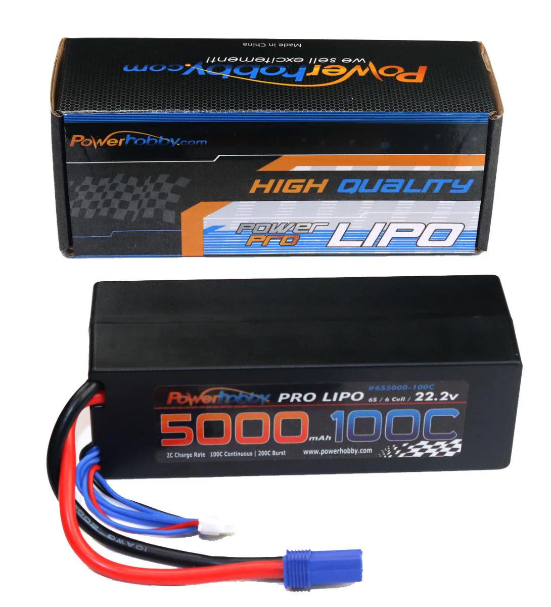 6s 22.2v 5000mah 100c Lipo Battery w EC5 Plug Hard Case 6-Cell