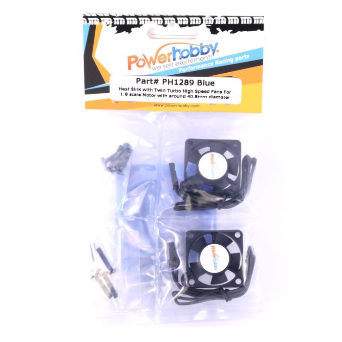 Powerhobby Heat Sink w Twin Turbo High Speed Cooling Fans 1/8 Motors Blue
