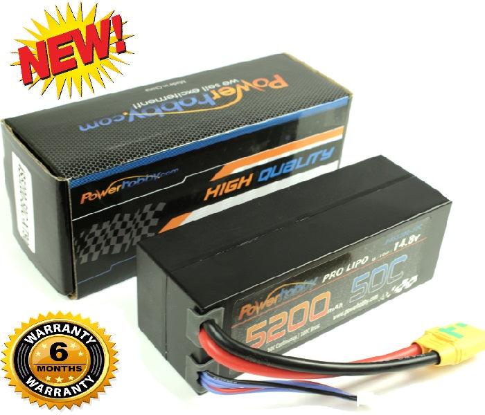 4S 14.8V 5200mAh 50C Lipo Battery Hard Case 4-Cell w XT90 Plug