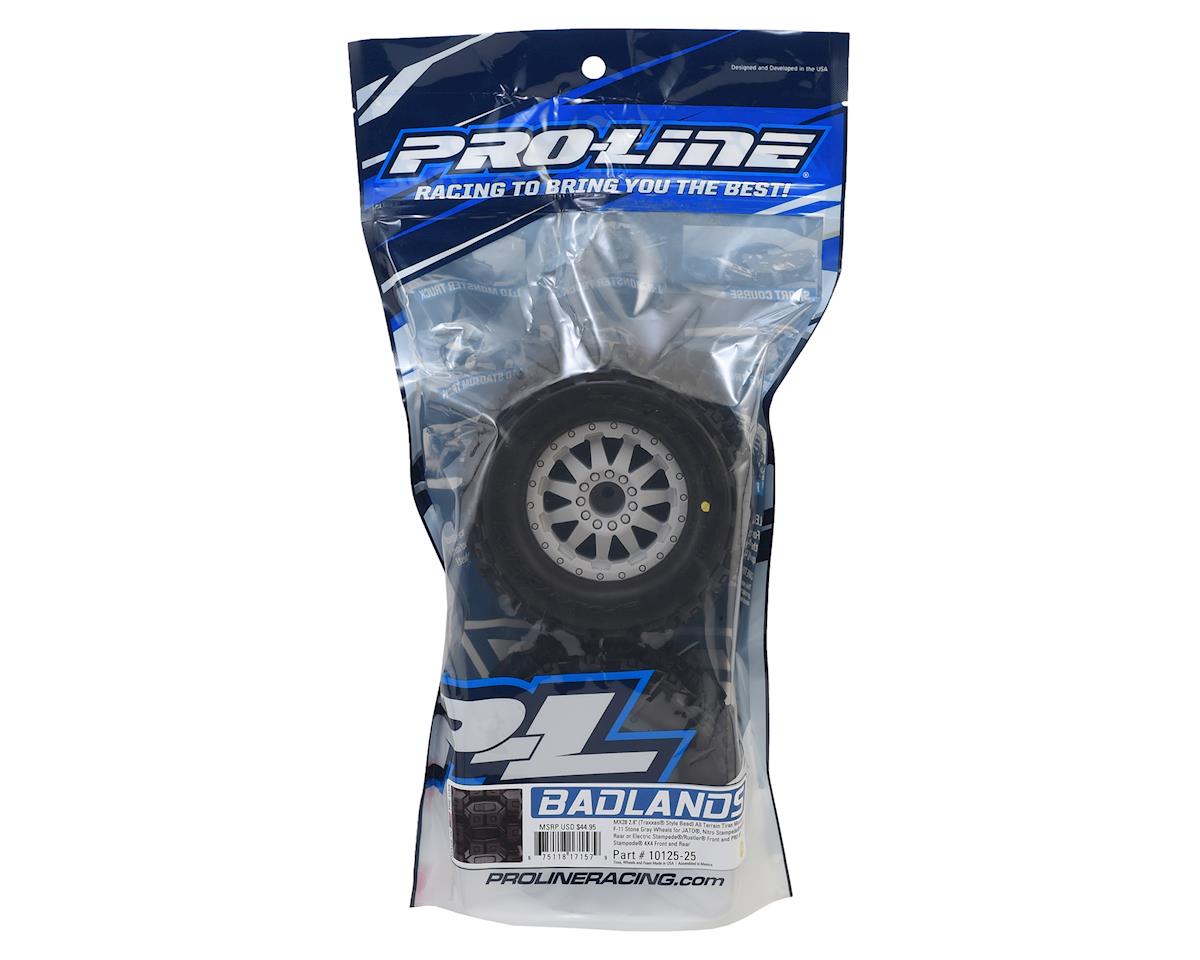 Rare Collectable Badlands MX28 2.8" Tires w/F-11 Nitro Rear Wheels (2) (Grey) w/12mm Hex