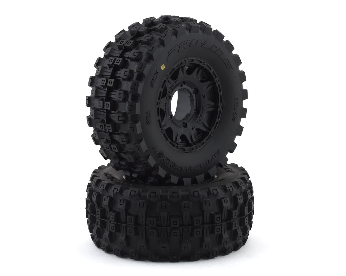 Set of 4 Proline Badlands MX28 Belted 2.8" Pre-Mounted Truck Tires (2) (Black) (M2) w/Raid 6x30 Removable Hex Wheels