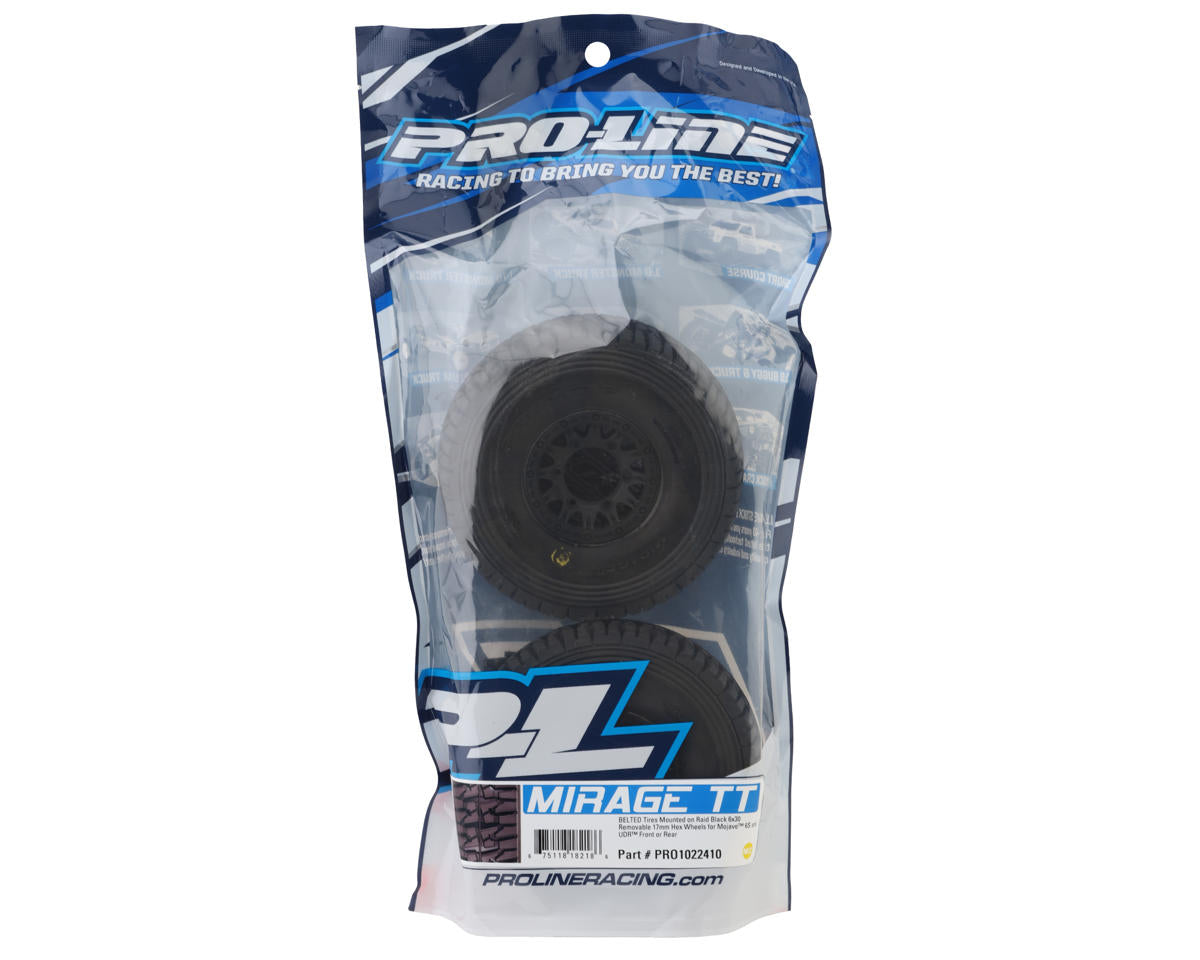 Pro-Line 1/7 Mirage TT Pre-Mounted Tires w/Raid Wheels (Black) (2) (M2) w/17mm Hex