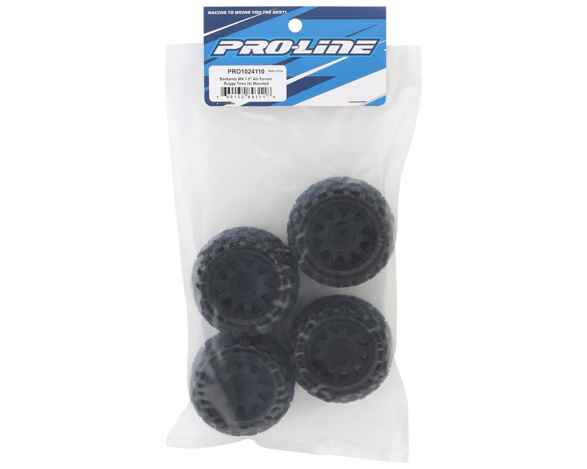 Gran/Typ Grom Badlands MX Pre-Mounted MT 1/18 Tire Set (Black) (4) w/12mm Hex
