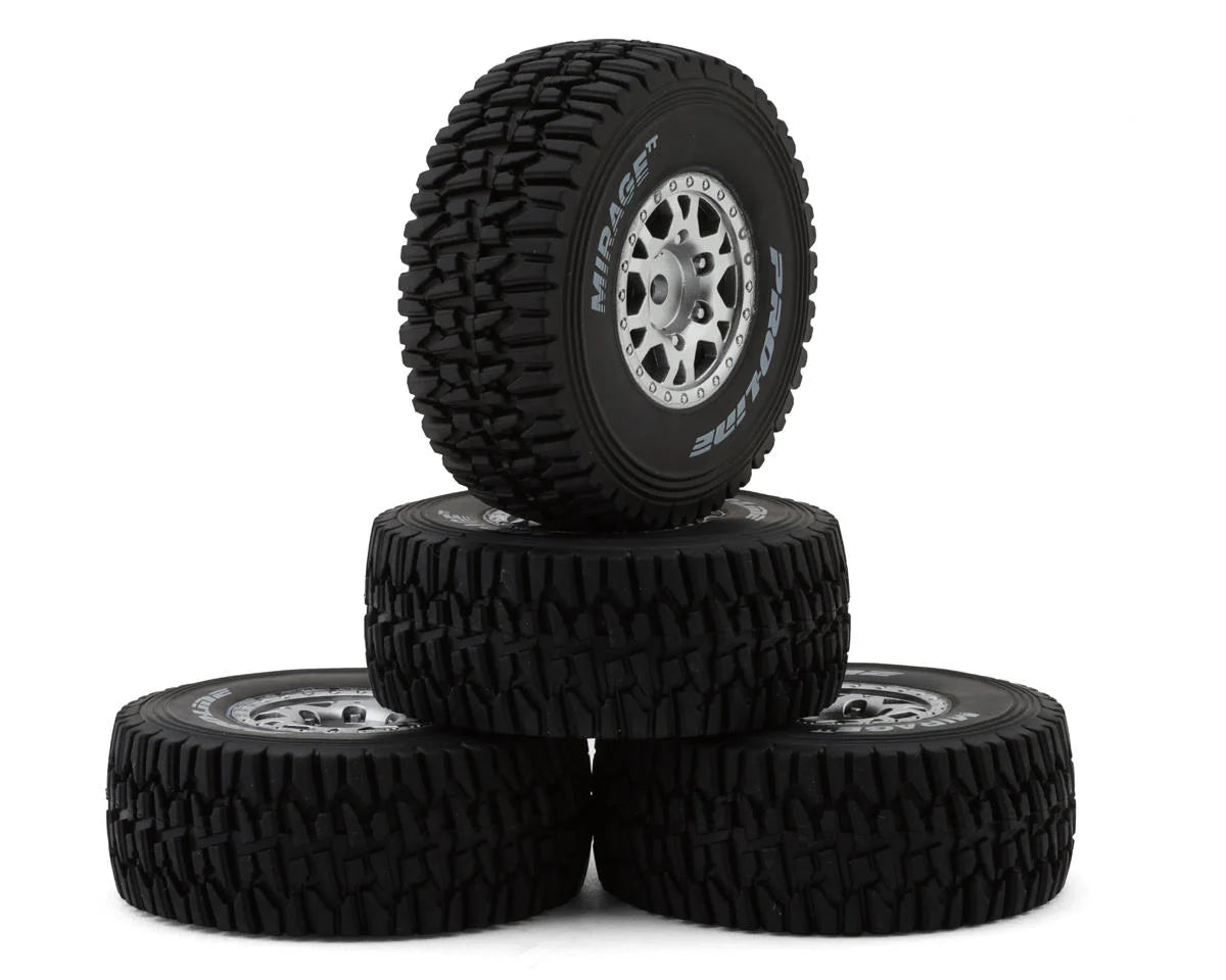 Mojave Grom Mirage TT Pre-Mounted Tires (Silver) (4) (Medium) w/12mm Hex