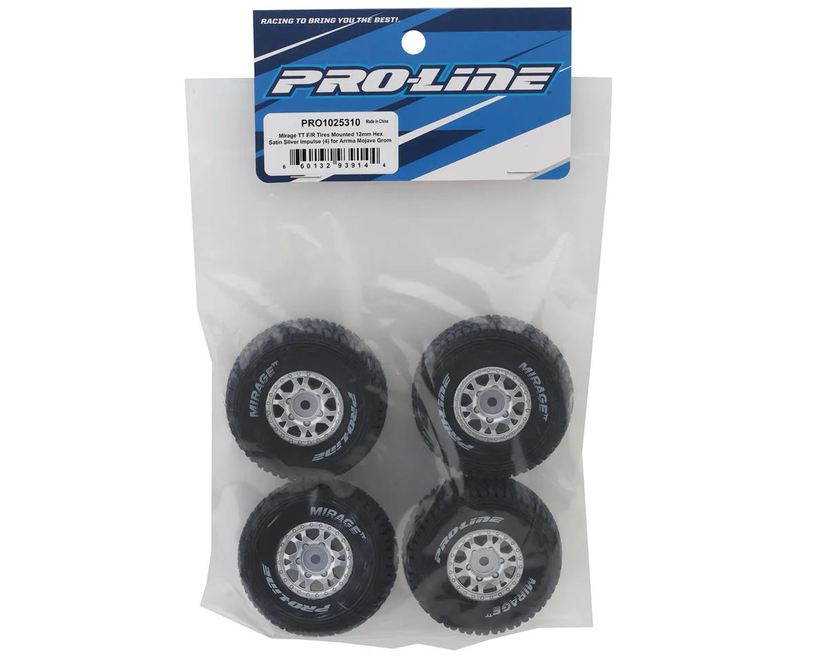 Mojave Grom Mirage TT Pre-Mounted Tires (Silver) (4) (Medium) w/12mm Hex