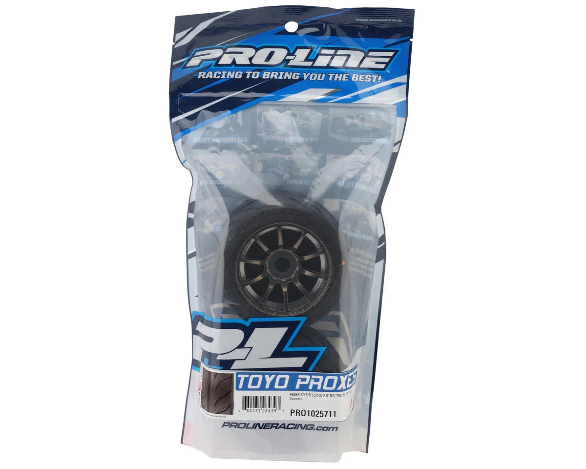 Toyo Proxes R888R 2.9" 53/100 Belted Pre-mounted Tires (2) (S3) w/Spectre Wheels