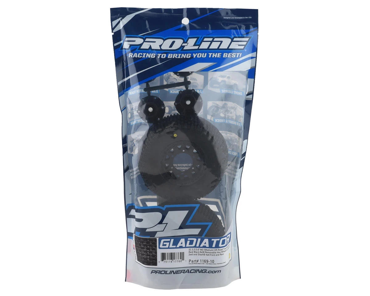 Gladiator SC Tires w/Raid Wheels (Black) (2) (Electric Rear) (M2) w/12mm Hex