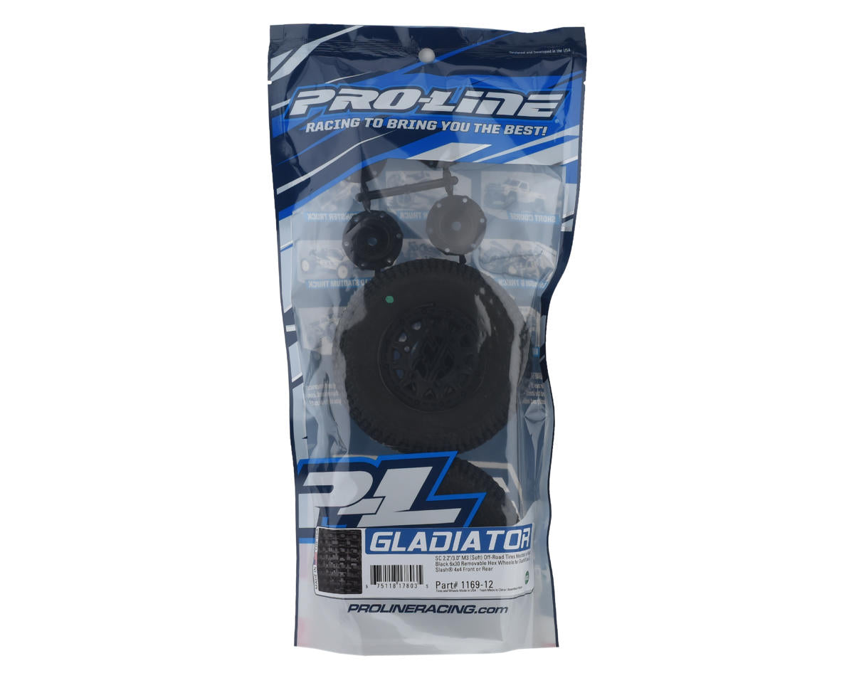 Gladiator SC Tires w/Raid Wheels (Black) (2) (Slash Rear) (M3) w/12mm Hex