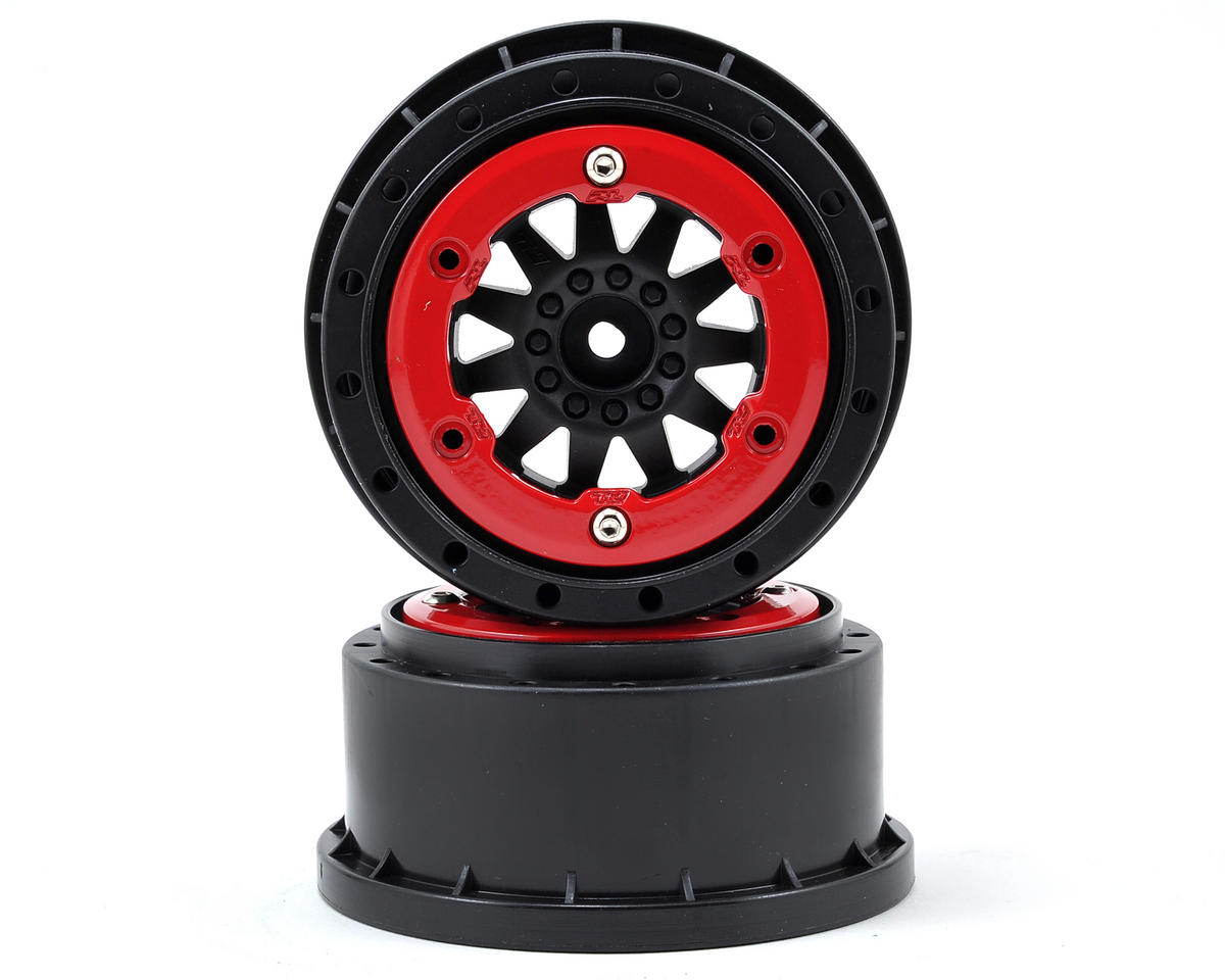 F-11 Bead-Loc Short Course Wheels (Black/Red) (2) w/12mm Hex (Slash Rear) Write a Review