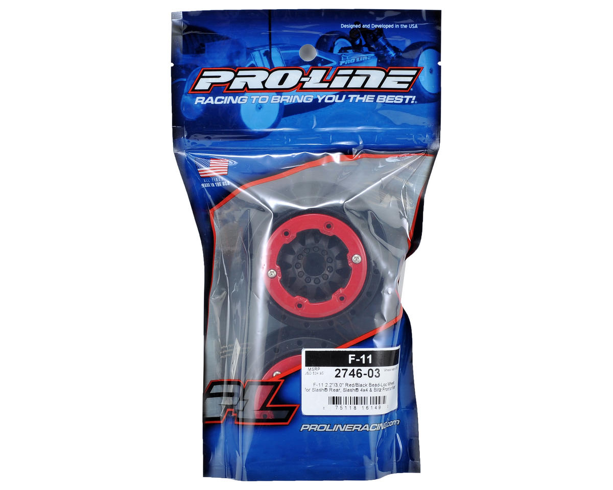 F-11 Bead-Loc Short Course Wheels (Black/Red) (2) w/12mm Hex (Slash Rear) Write a Review