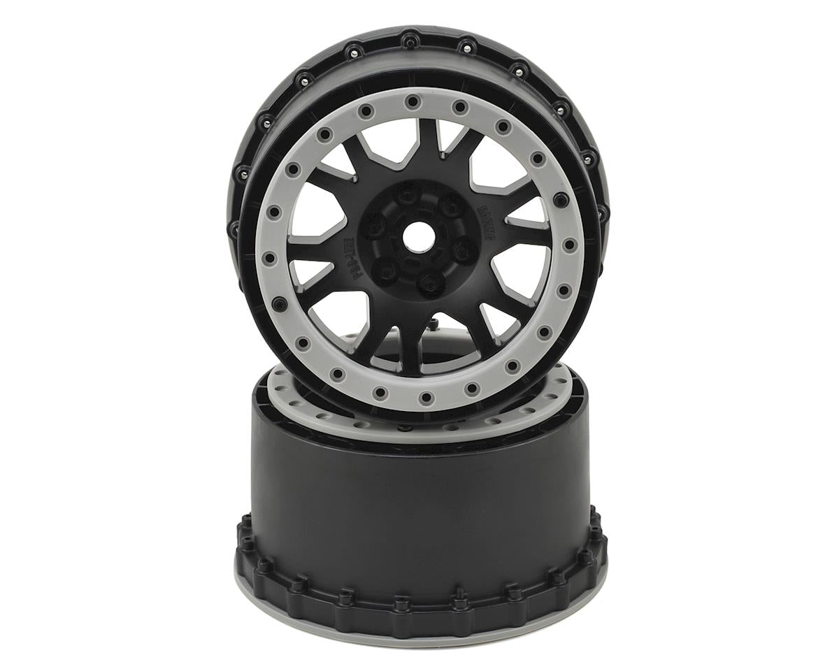 Impulse Pro-Loc Wheels (Black w/Stone Gray Rings) (2) for Traxxas X-Maxx