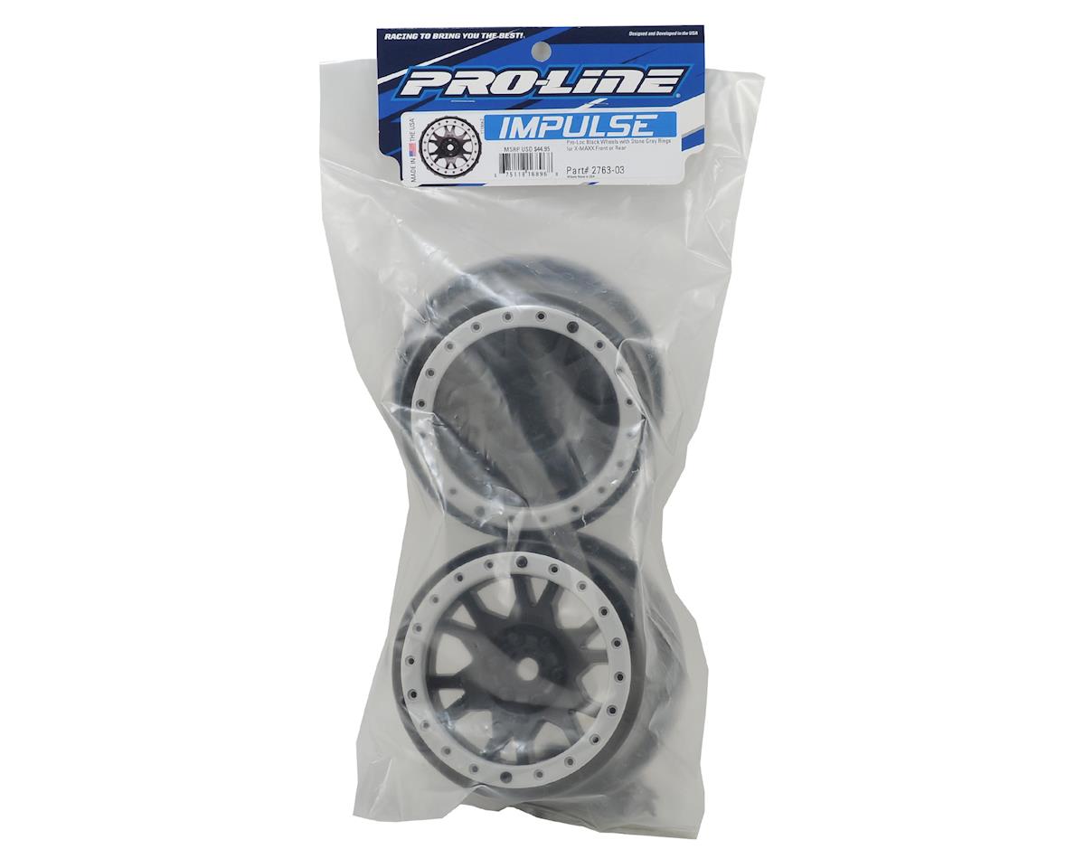 Impulse Pro-Loc Wheels (Black w/Stone Gray Rings) (2) for Traxxas X-Maxx