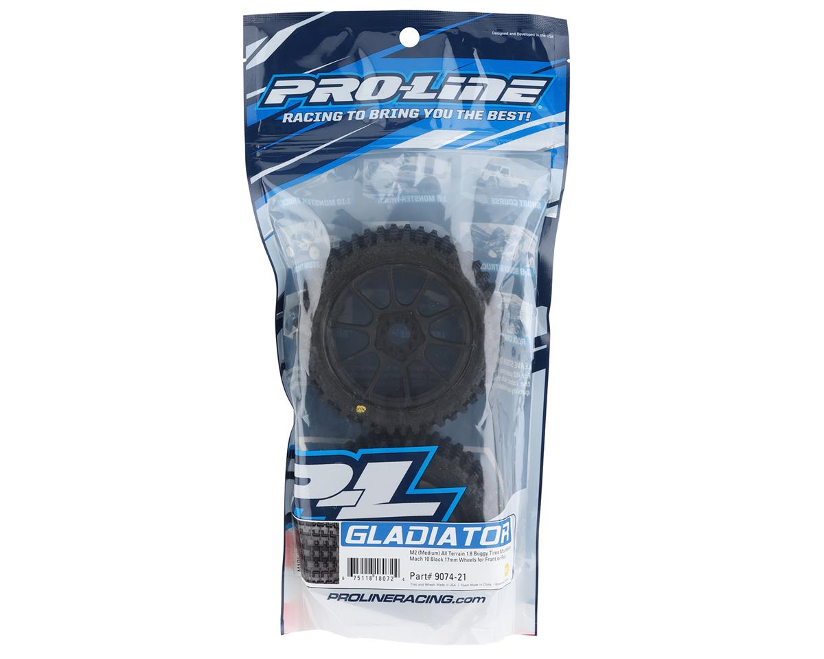 Pro-Line Gladiator Pre-Mounted 1/8 Buggy Tires (2) (Black) (M2) w/Mach 10 Wheel