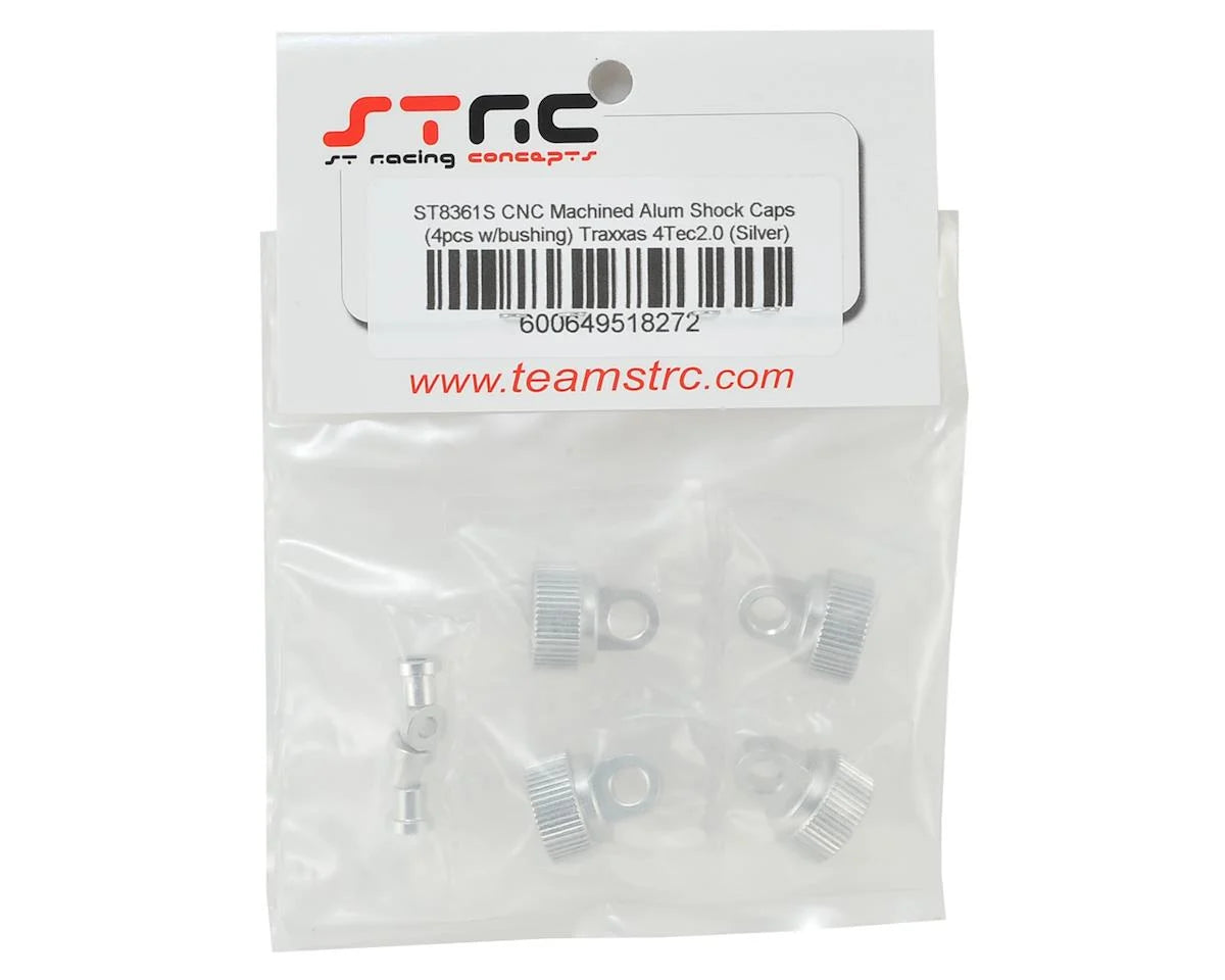 ST Racing Concepts Aluminum Shock Caps for Traxxas 4Tec 2.0 (4) (Silver)