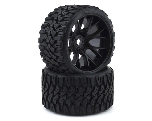 Terrain Crusher Belted Pre-Mounted Monster Truck Tires (Black) (2) (1/2 Offset) w/17mm Hex