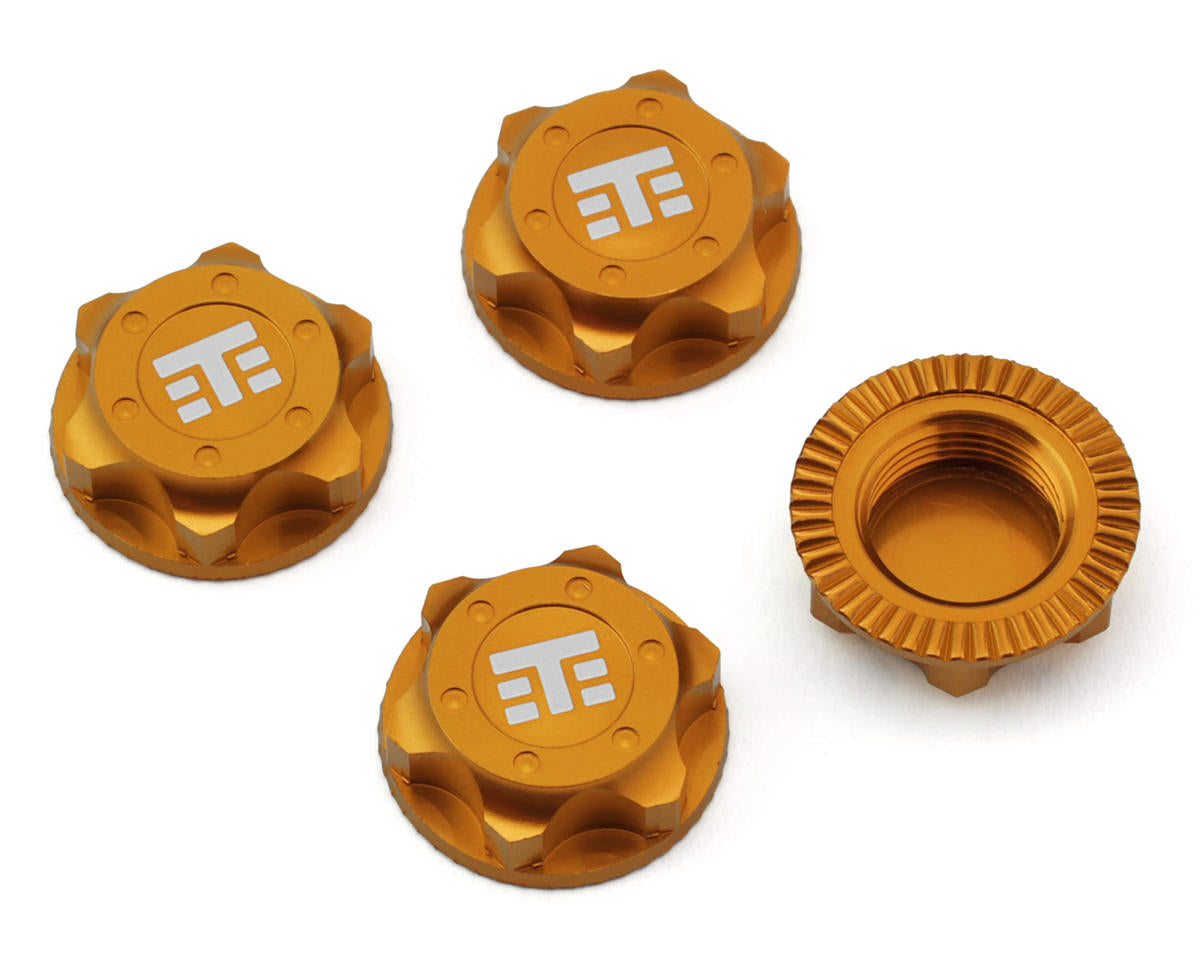Tekno RC 17mm Aluminum "T Logo" Covered Serrated Wheel Nuts (Black) (4)