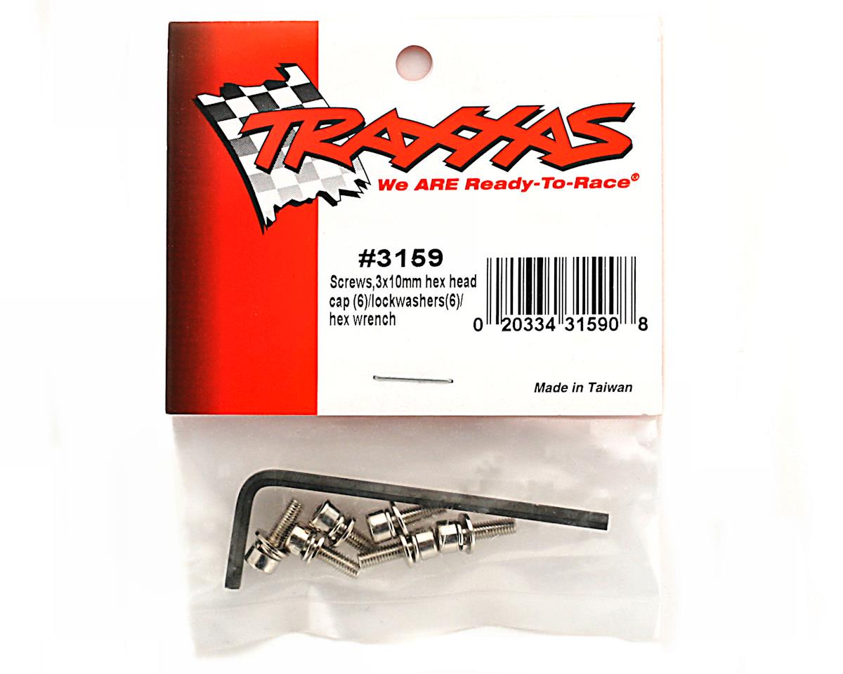 Screws 3x10mm caphead machine (hex drive) (6), lockwashers (6)