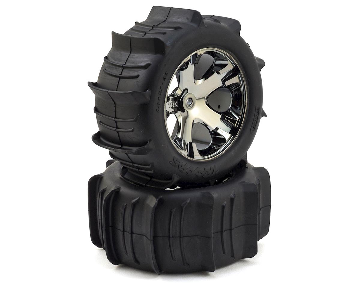 2.8" Pre-Mounted Paddle Tires w/All-Star Nitro Rear Wheels (2) (Black Chrome)