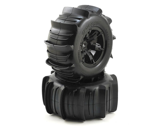 X-Maxx Pre-Mounted Paddle Tires & Wheels (2) (Black)