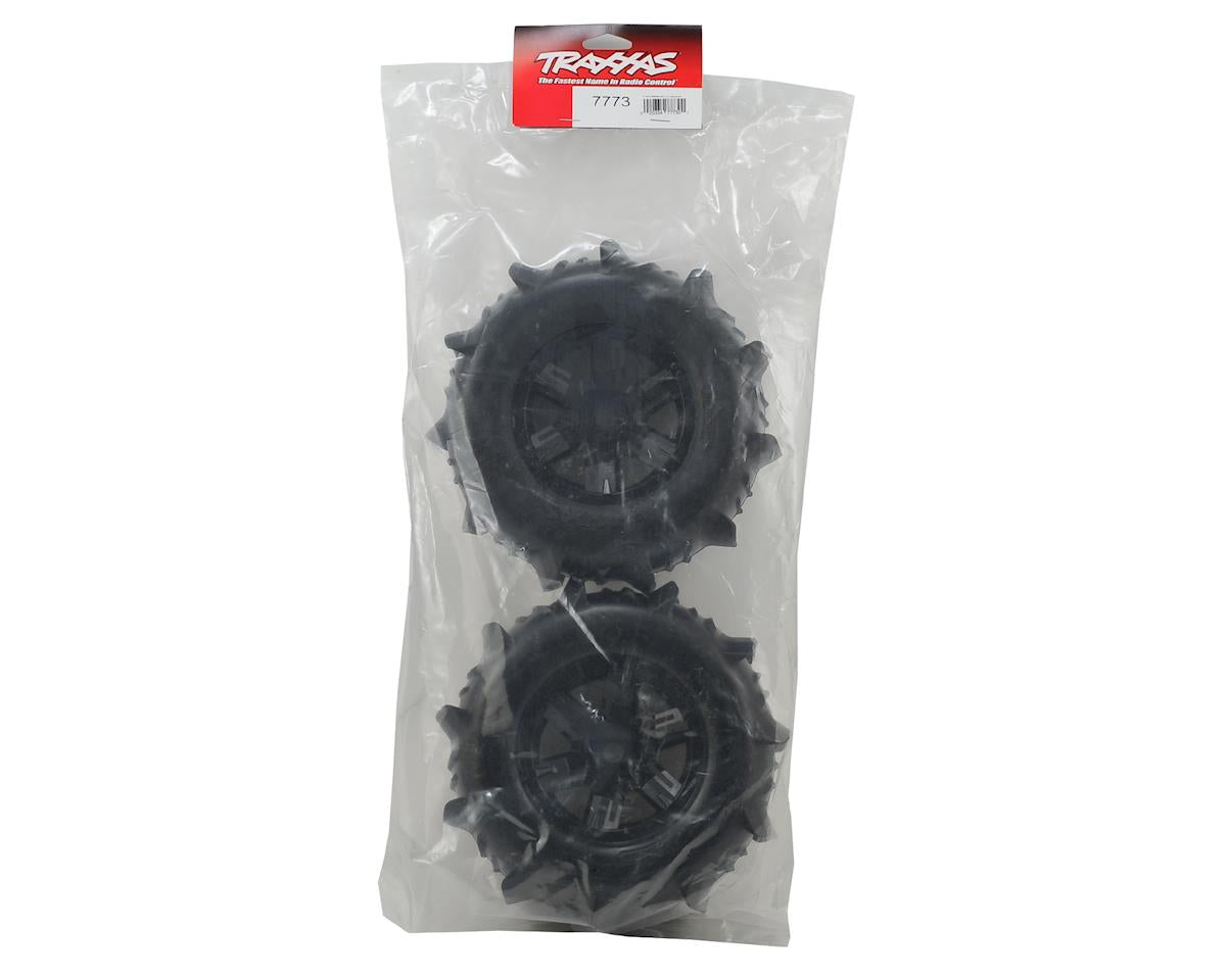 X-Maxx Pre-Mounted Paddle Tires & Wheels (2) (Black)