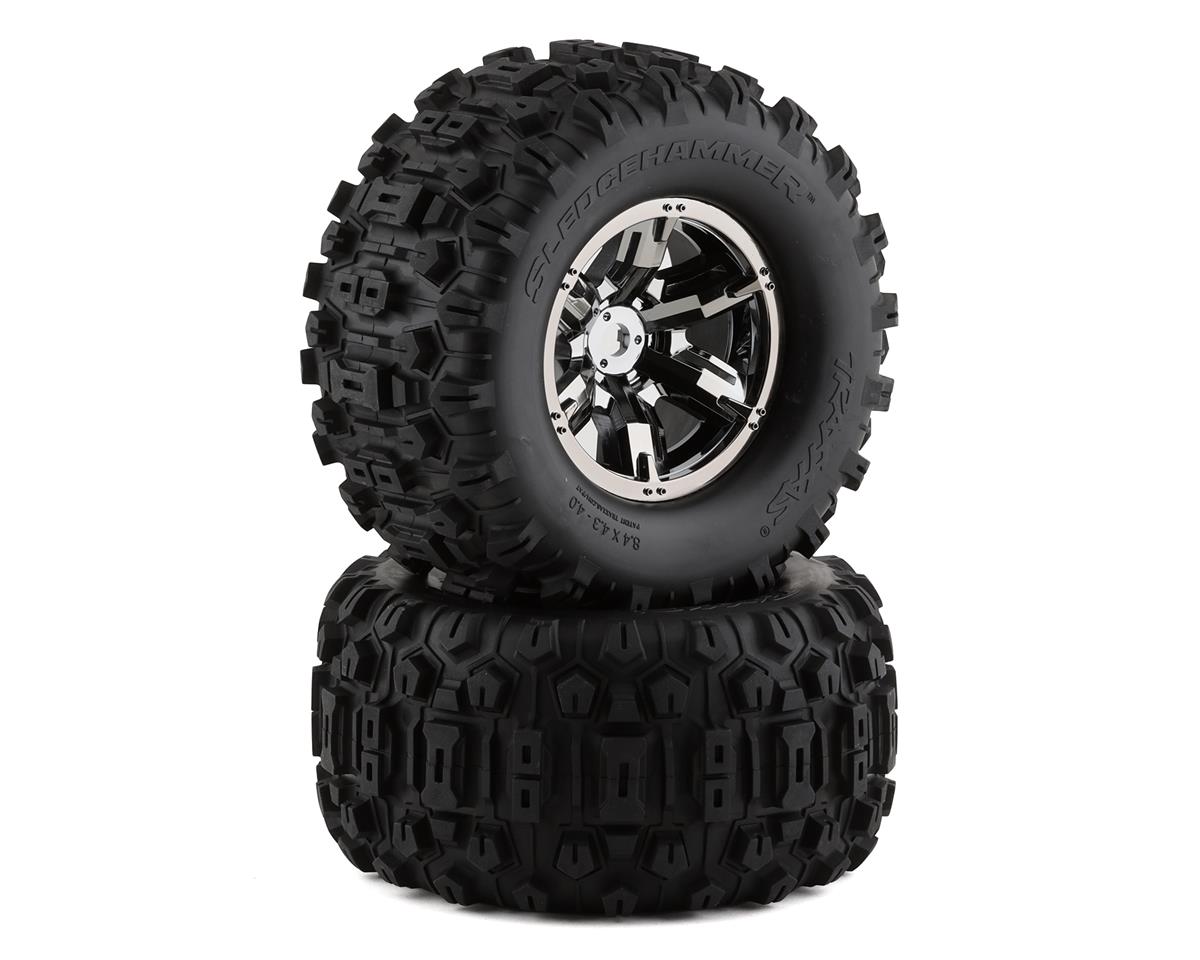 X-Maxx Sledgehammer Pre-Mounted Tires w/17mm Hex (Black Chrome) (2)