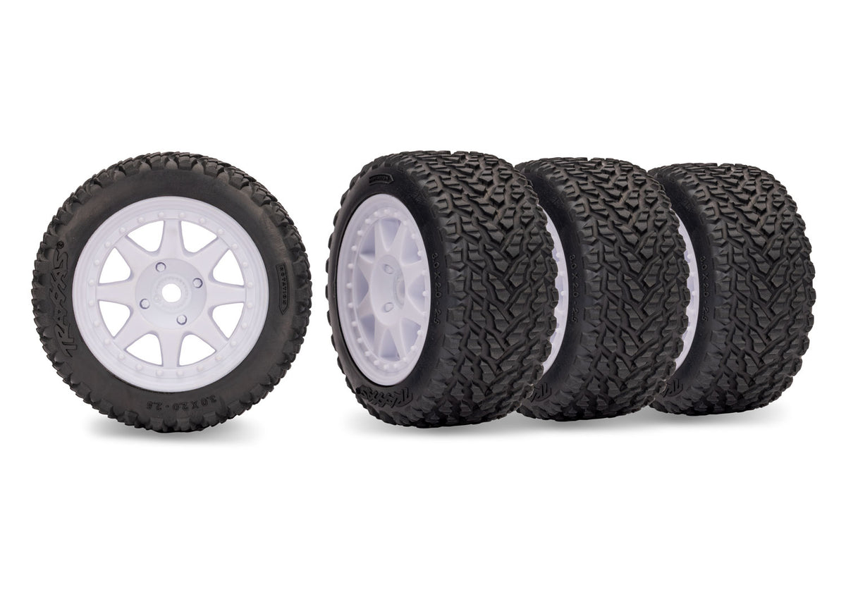 White Rear Mini Rally Wheels with Tires (Soft) (2)